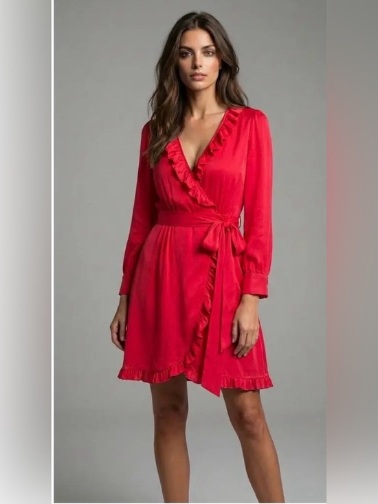 Marc By Marc Jacobs Dresses & Skirts - Marc Jacobs 100% Silk Red Ruffled 3/4 Sleeve Dress with Belt, 10